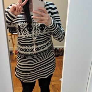 Skull stripe ugly christmas sweater dress